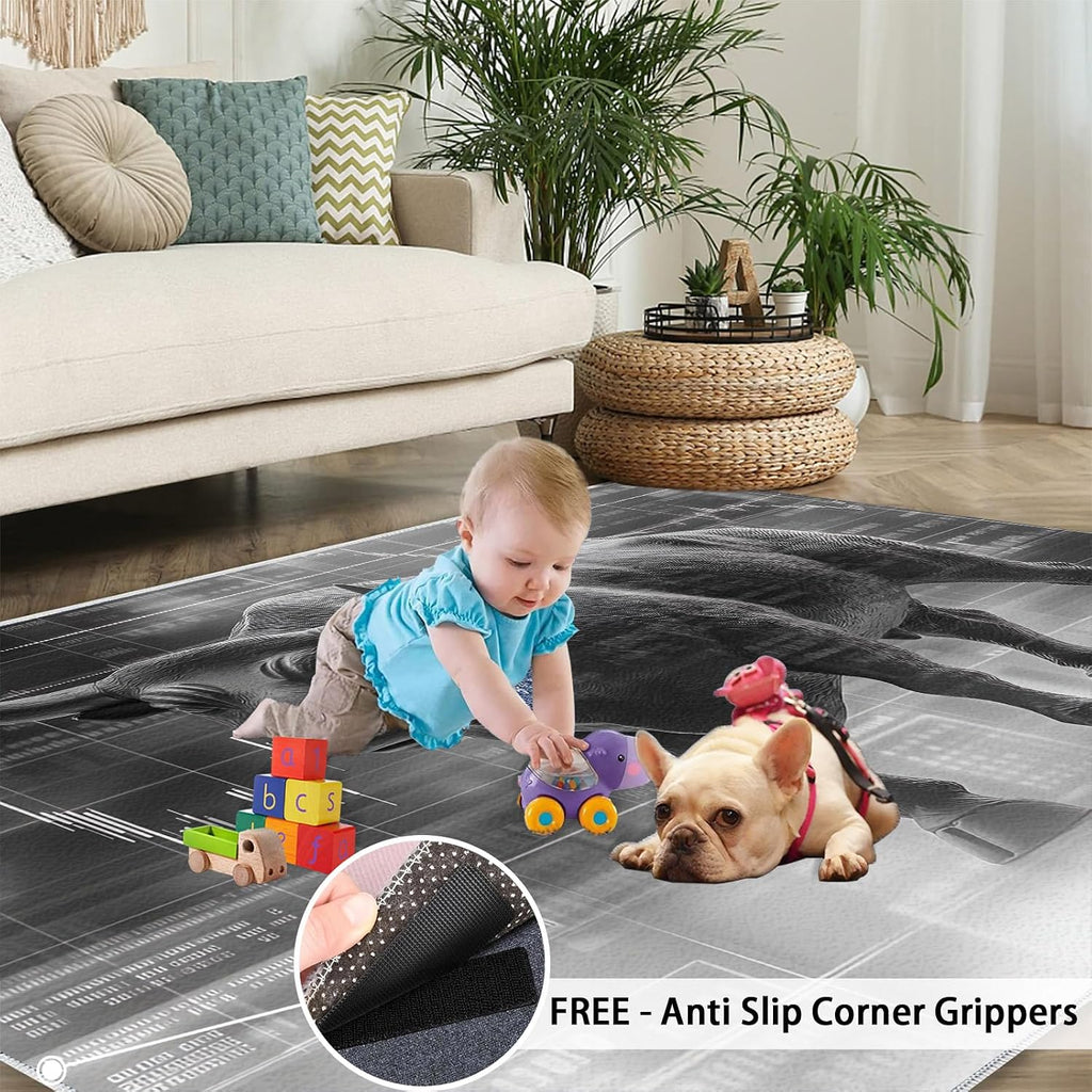 Cow Rugs for Bedroom, Bull Rug 6x8, Cattle Dining Room Rugs Washable & Non Slip Large Carpet for Home Decor