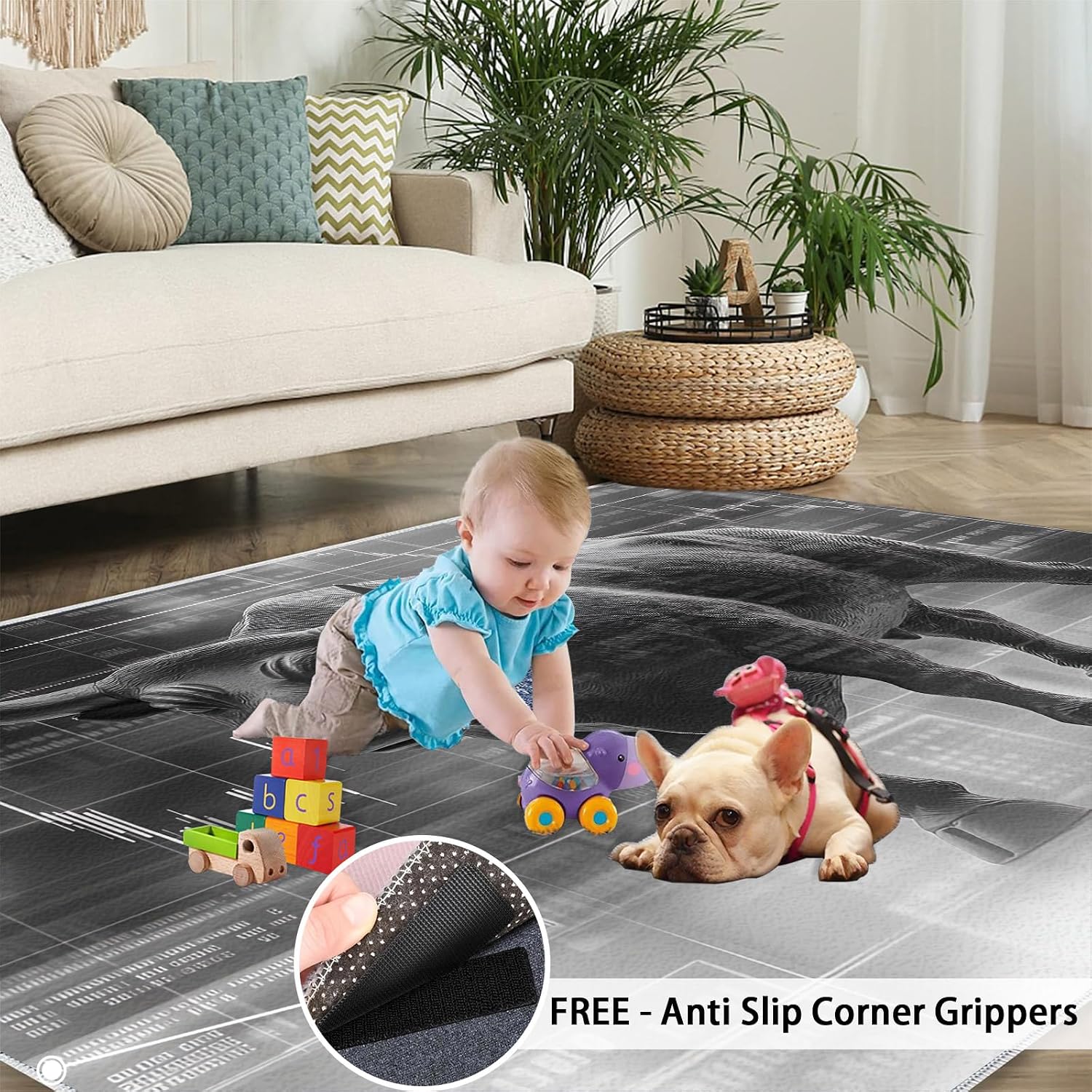 Cow Rugs for Bedroom, Bull Rug 6x8, Cattle Dining Room Rugs Washable & Non Slip Large Carpet for Home Decor
