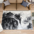 Chinese Ink Painting Area Rug 6x8 - Landscape Pavilions Large Rugs for Living Room, Traditional Carpet Area Rug for Girls Bedroom Kids Room Basement Office Classroom