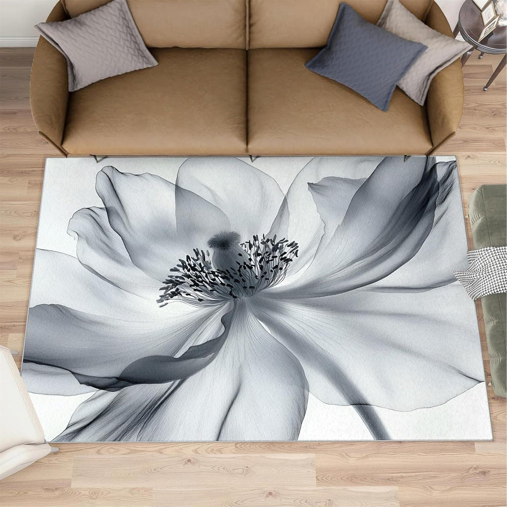 Flowers Rugs for Living Room 6x8 Rug, Large Floral Area Rug, Modern Flowers Rugs, Large Machine Washable Rug, Non-Slip Floor Carpet for Bedroom Kids Room Home Decor