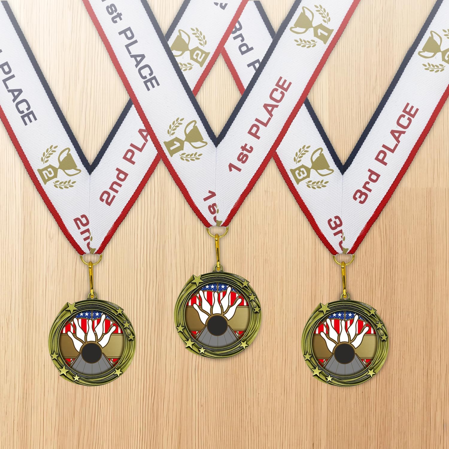 All Quality Bowling Swirling Stars Design Medal - 1st, 2nd, 3rd Place