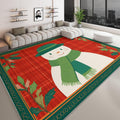 Washable Area Rug 5 x 7 ft, Cartoon Plants Leaves Snowman Soft Print Kids Area Rugs for Living Room - Non-Slip Stain Resistance Red Indoor Carpet for Bedroom Kid Nursery Playroom