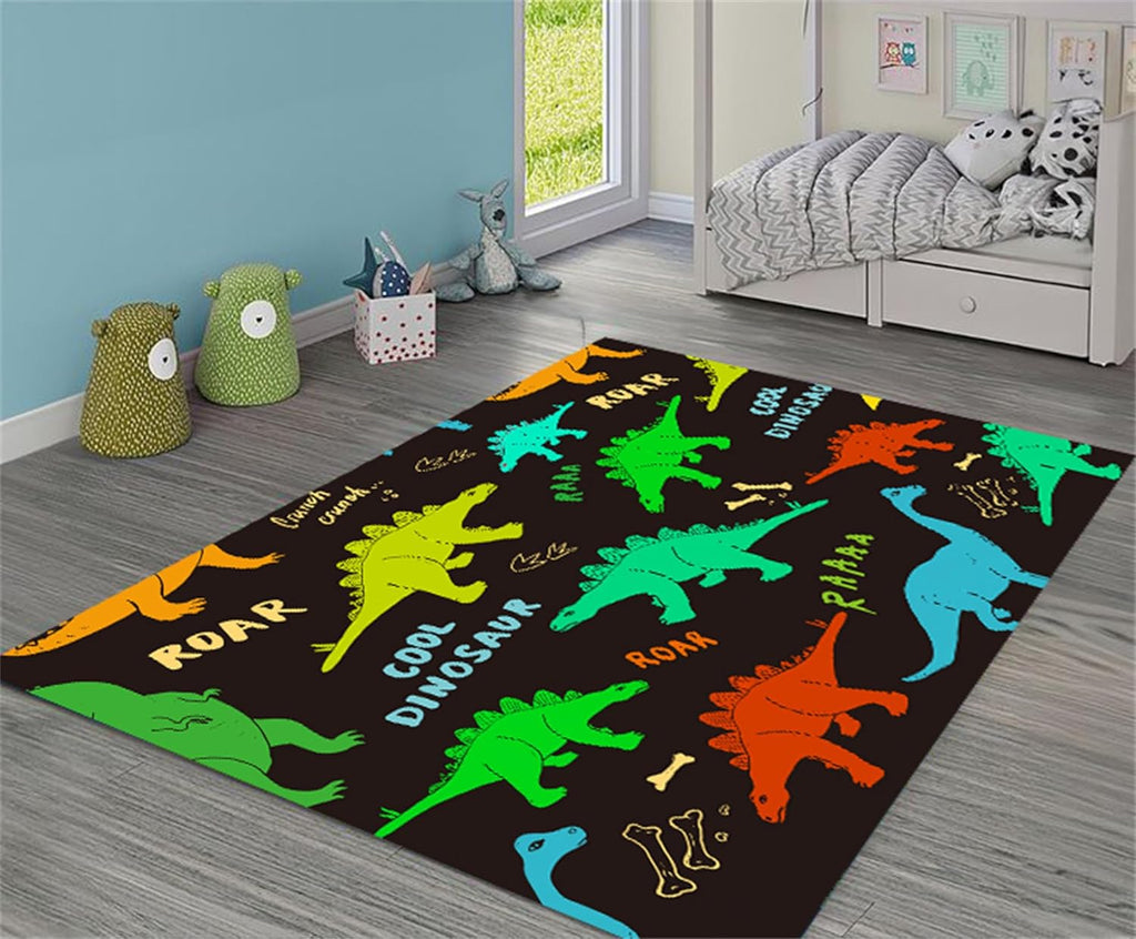 Colorful Dinosaur Kids Rug, 6x8ft - Perfect for Bedroom, Playroom, Living Room Decor