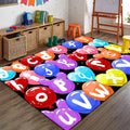 Balloon ABC Area Rugs, 6x8ft, Fun Colorful Balloon Learning Alphabet Daycare Rugs, Foldable Durable Low Pile Washable Carpet, Breathable Absorbent Home Decor Mat for Study Room Nursery