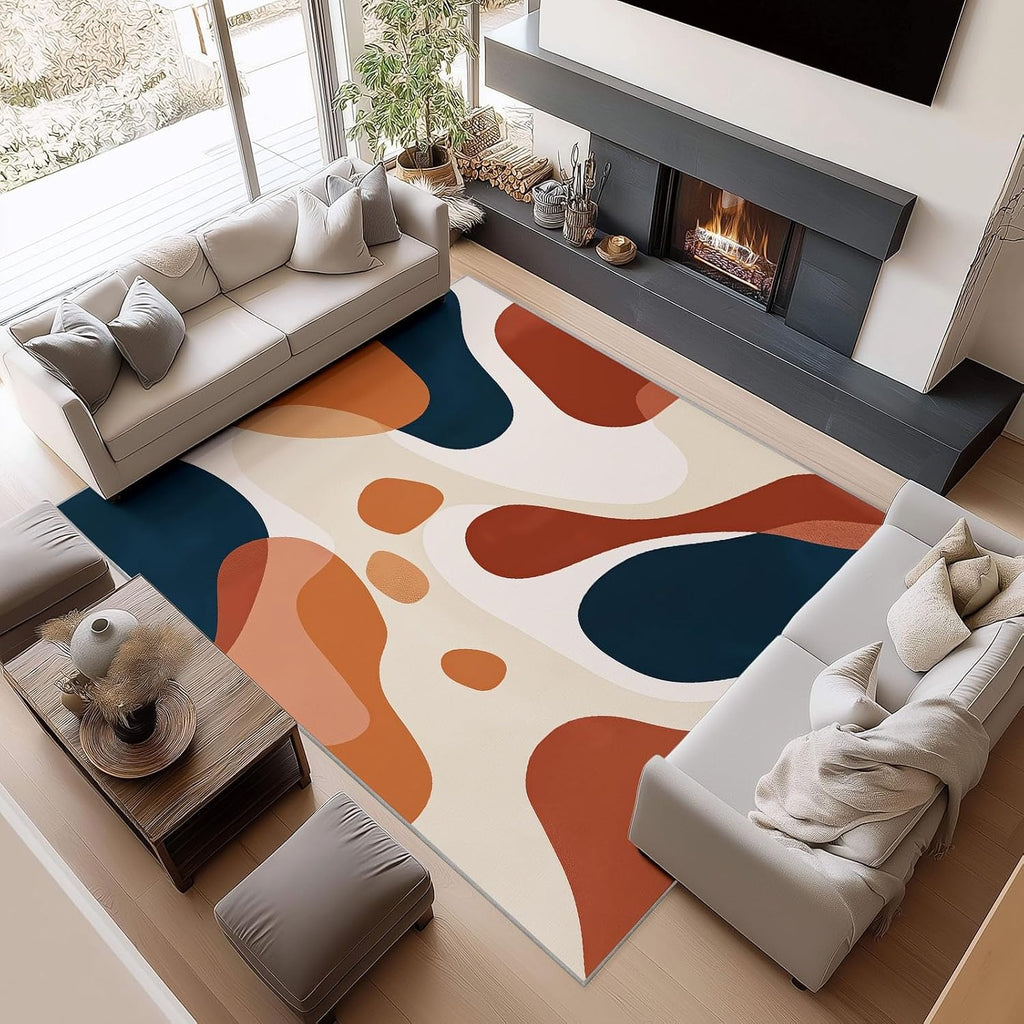 Minimalist Abstract Geometric Print 5 x 7 ft Area Rugs for Living Room, Soft Washable Rugs for Bedroom Non Slip Boho Carpet, Stain Resistant Throw Carpet for Office Nursery Dining Room