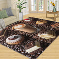 Coffee Rug 6x8, Cake Area Rug, Coffee Shop Rugs for Living Room, Washable Rugs for Bedroom, Non Slip Low Pile Floor Mats