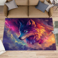 Colorful Wolf Area Rug - Large Rug 6x8 - Lightning Cloud Rugs for Living Room - Soft & Non Slip & Washable Rugs for Bedroom, Fantasy Animal Carpets for Dining Room Lounge Girls Room