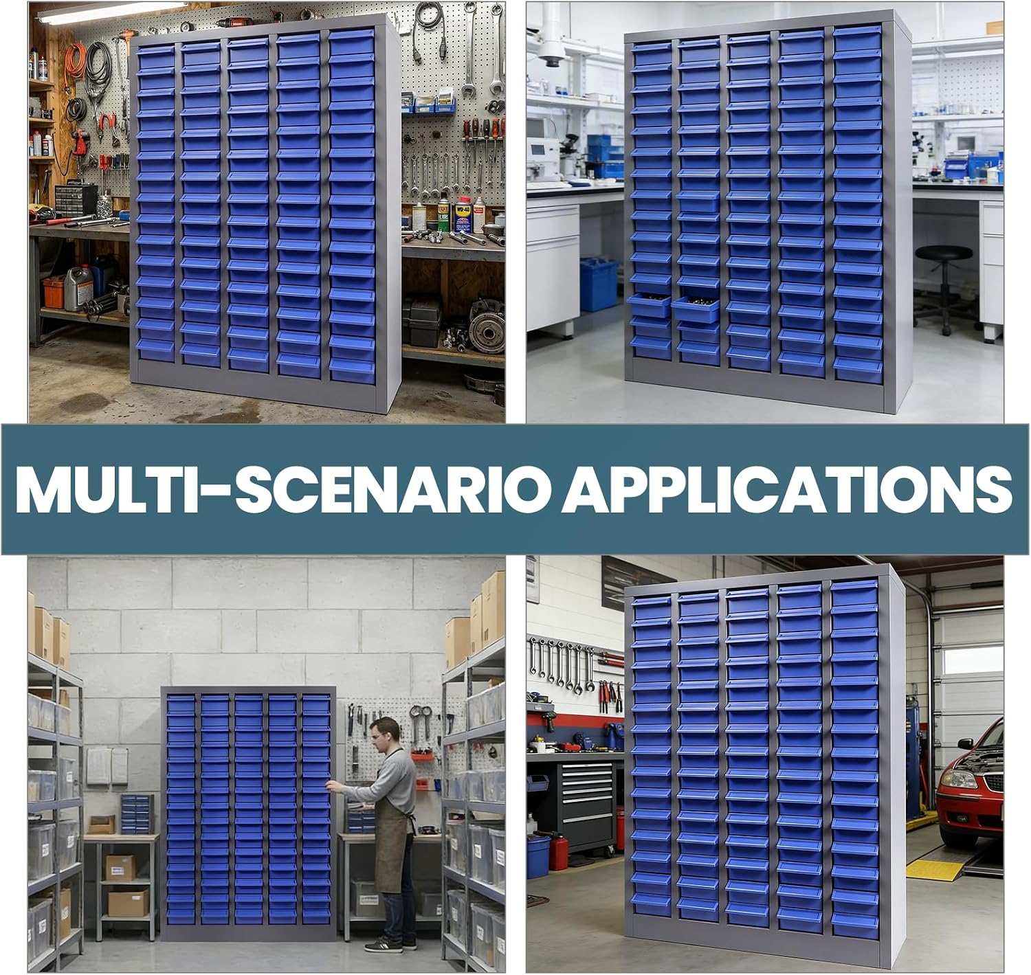 75 Drawers Parts Cabinet, 35.4 x 25.8 x 8.66 in Stainless Steel Nut and Bolt Organizer with 375 Dividers & Anti-Slip Drawers, Bolt Bin for Garage Home Industrial Workshop