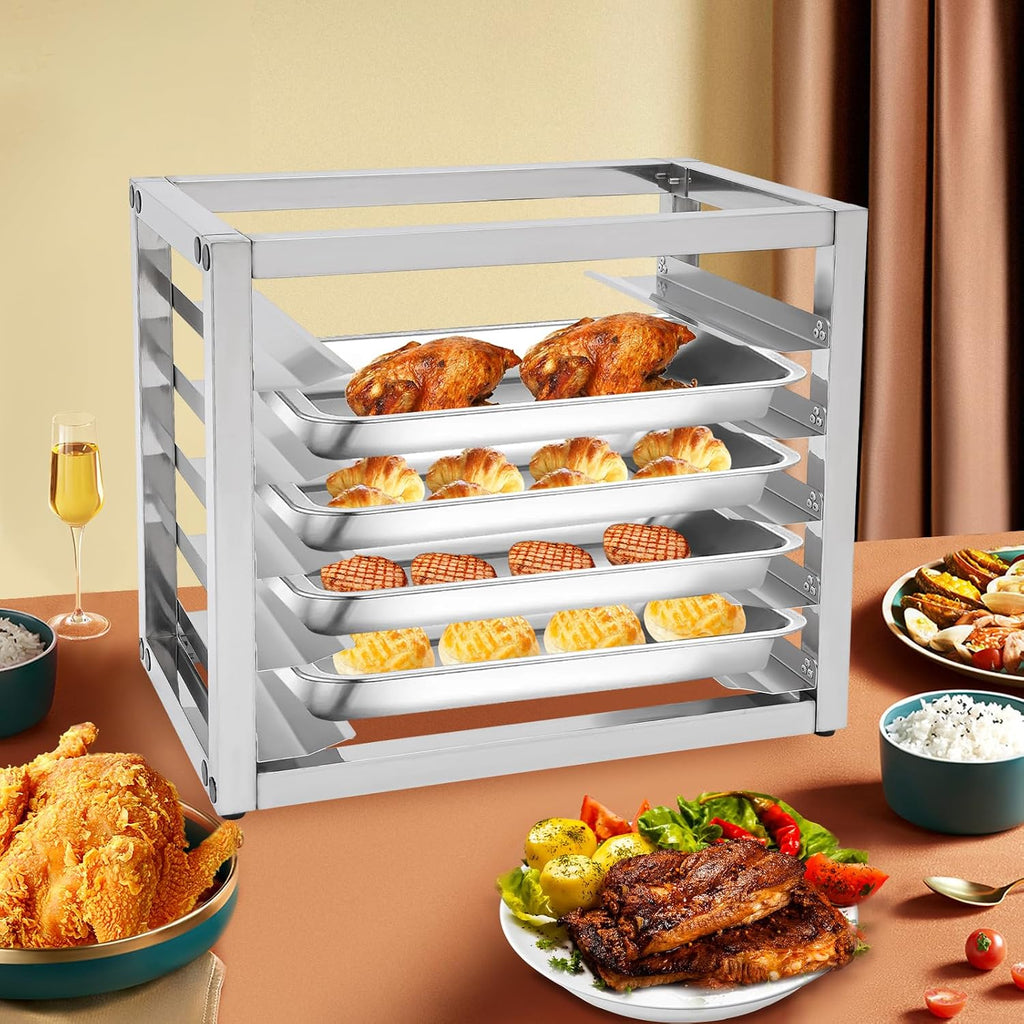 5-Tier Pan Rack, Stainless Steel Bakery Rack, Bakers Rack for Home Commercial Kitchen, Restaurant, Cafeteria, Dessert Shop