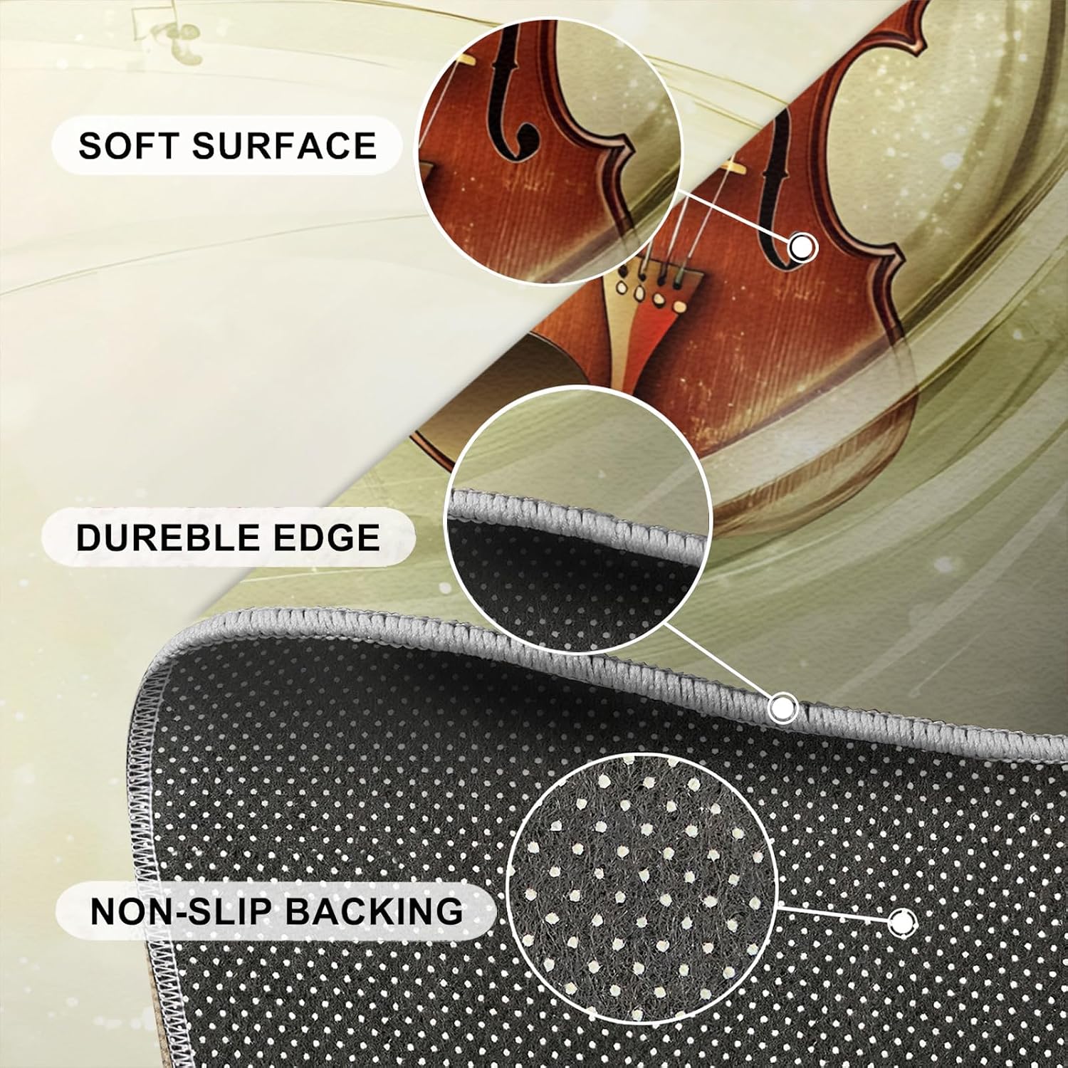 Guitar Rug for Bedroom 6x8 Rug Vintage Guitar Rugs, Music Instrument Home Decor, Non Slip Washable Large Rugs, Rock Music Carpet for Boys and Girls Teen Playroom