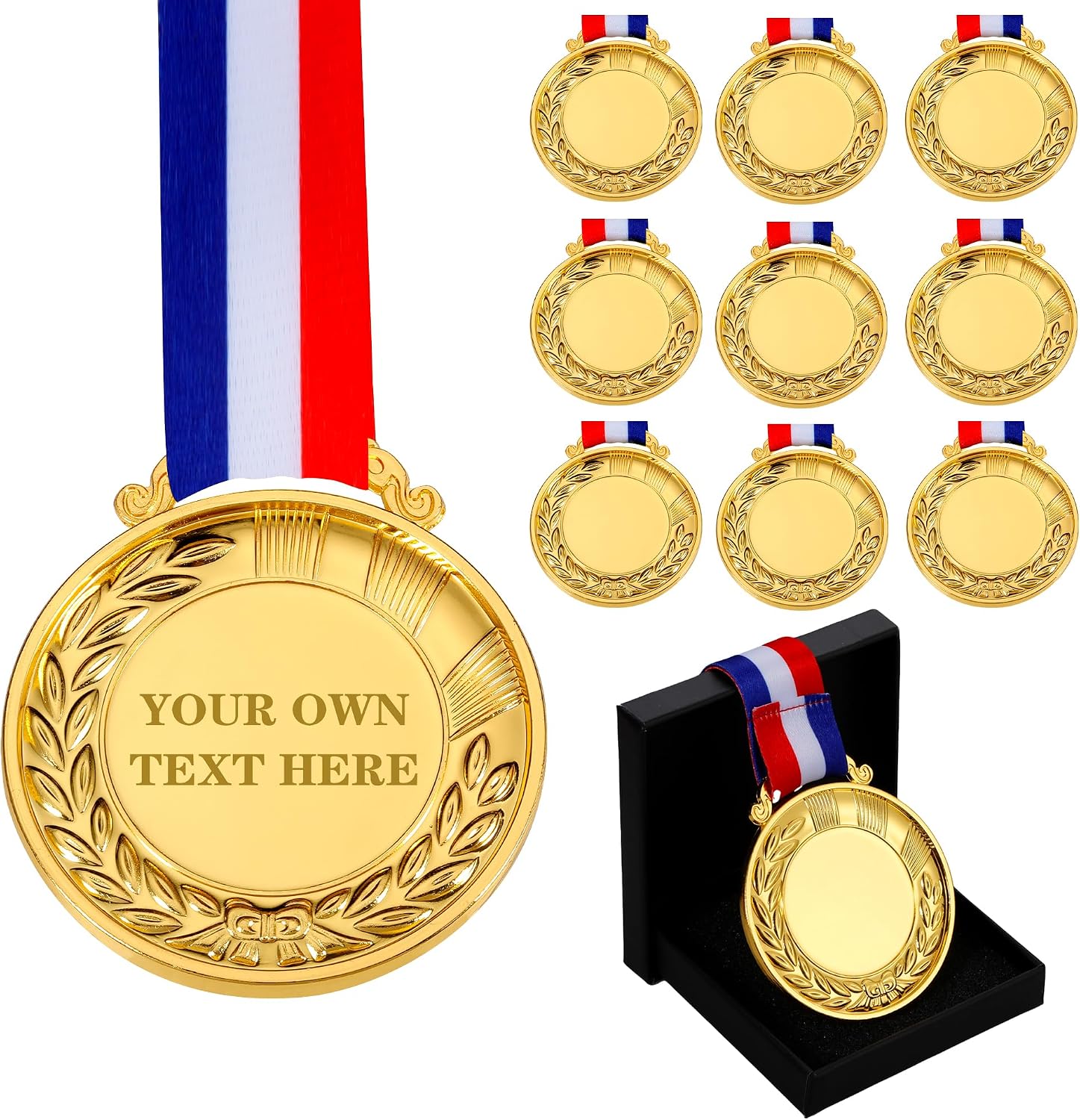10PCS Custom Medals for Awards, Bulk Personalized Medals Design Your Own Award Medals, Wholesale Customized Family Outdoor Events School Awards for Sports Marathon Competitions Office Medals