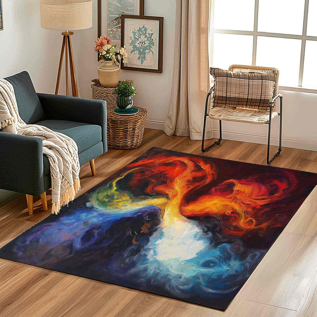Abstract Piano Washable Area Carpet 5x6ft Musical Instrument Guitar Living Room Rugs Non-Slip Rugs Bedroom Rug Decorative Carpet, for Dining Room Dormitory Washable Rug