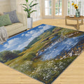 Area Rug 6x8ft, Grassland Lake Rugs, Nature Landscape Area Rug, Upholstery Carpet with Non-Slip Backing, Soft Washable Rug for Living Room Kids Boys Girls Bedroom Study Room