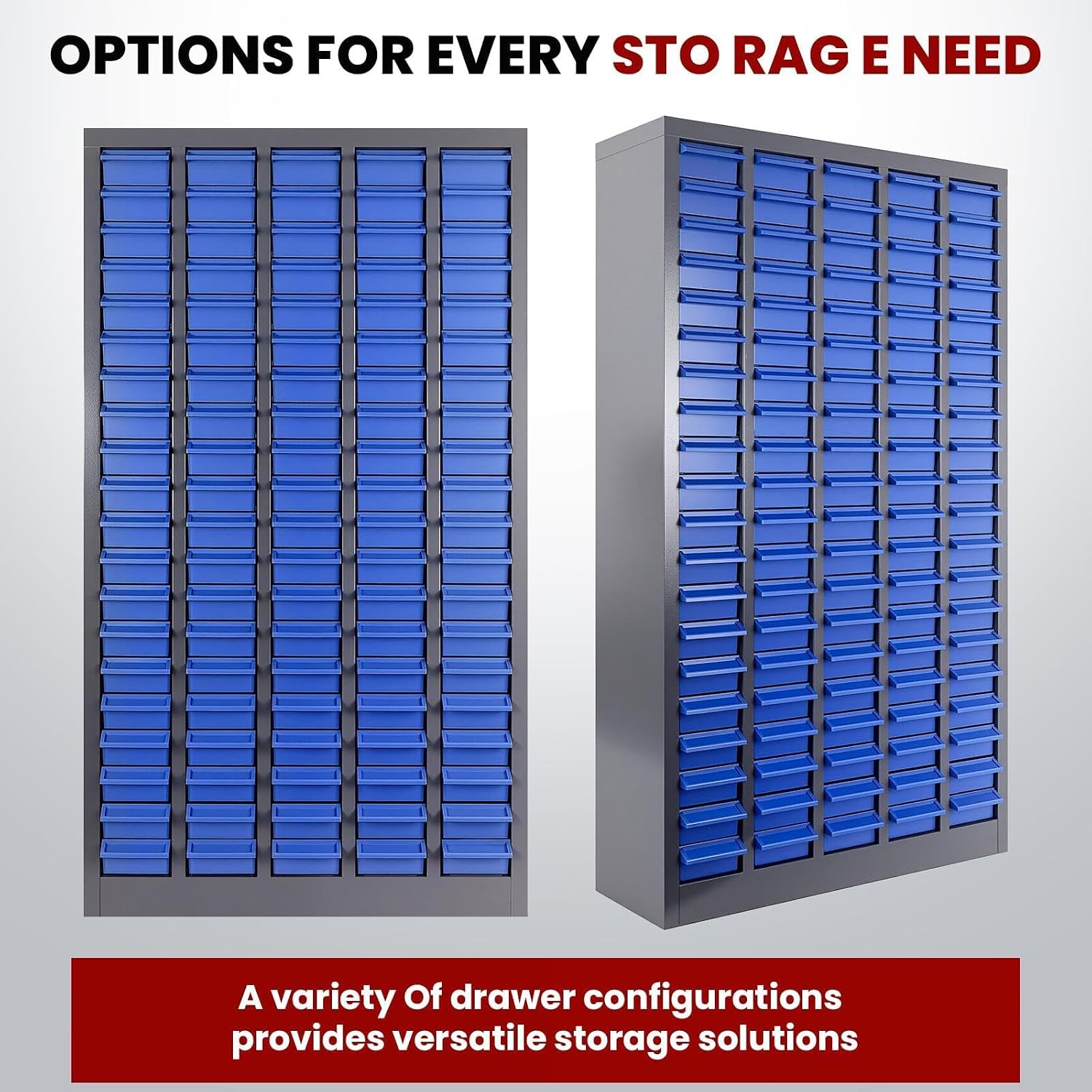 Nut and Bolt Storage Cabinet with ABS Drawer,Steel Small Parts Storage Organizer,46' H X 9' D X26 W Screw Organization for Garage Hardware,Nails,Fastener,Bolts,Nuts,and More (100 ABS Drawers)