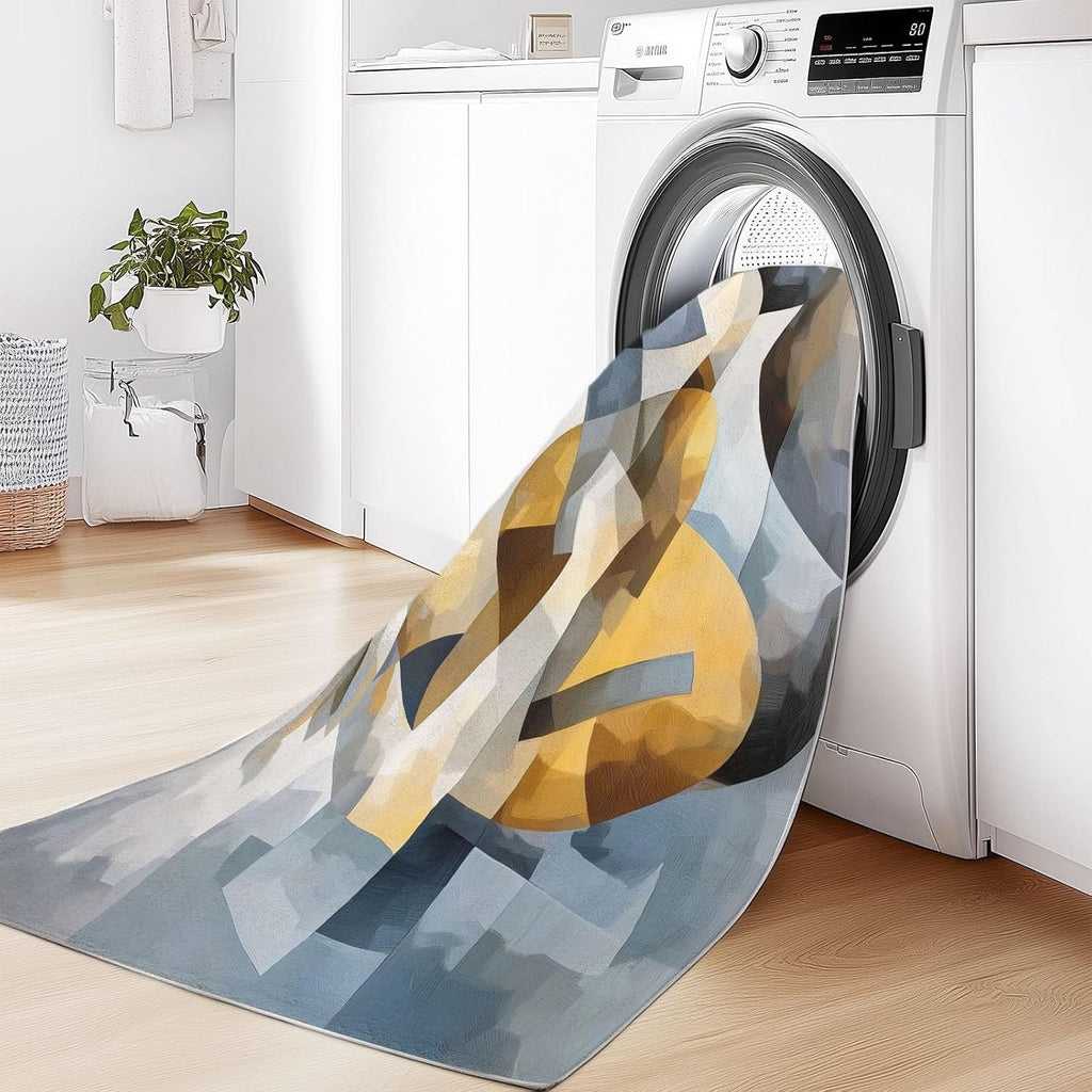 Flannel Anti-Slip Carpet, Music Elements Textures Guitar Girl Printed Design, Flannel Area Rug for Living Room Bedroom Dorm Room Decoration 6 x 9 ft Front Door mat Indoor carpett Colorful