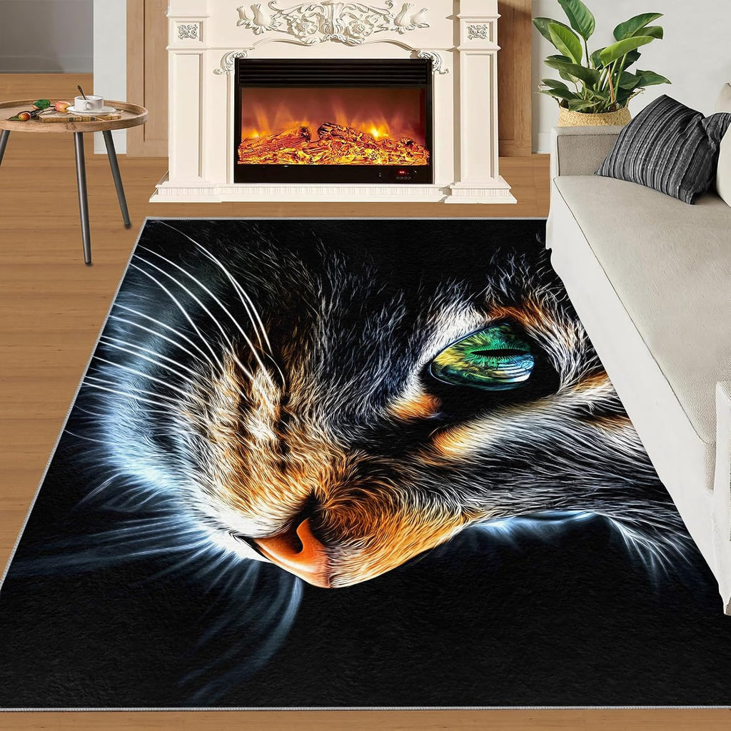 6x8 Cats Area Rug - Cats Large Rugs for Living Room, Animals Carpet Area Rug for Girls Bedroom Kids Room Basement Office Classroom