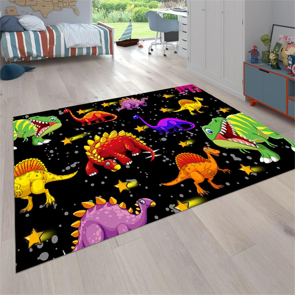 Dinosaur Rugs for Boys Bedroom,6x8ft,Cute Colorful Dinosaur Print Rugs,Kids Rugs for Bedroom Non-Slip Washable Rugs for Living Room and Game Room