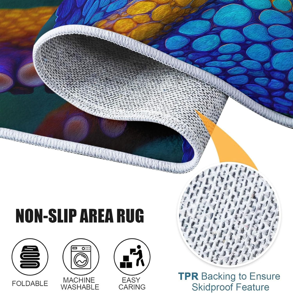 Nature Photography Washable Living Room Rugs, 6' x 8' Area Rugs for Bedroom ‎‎‎‎Nursery Soft Non-Slip Stain Resistant Marine Animals Polka Dot Octopus Print Throw Carpet for Kids Playroom Office