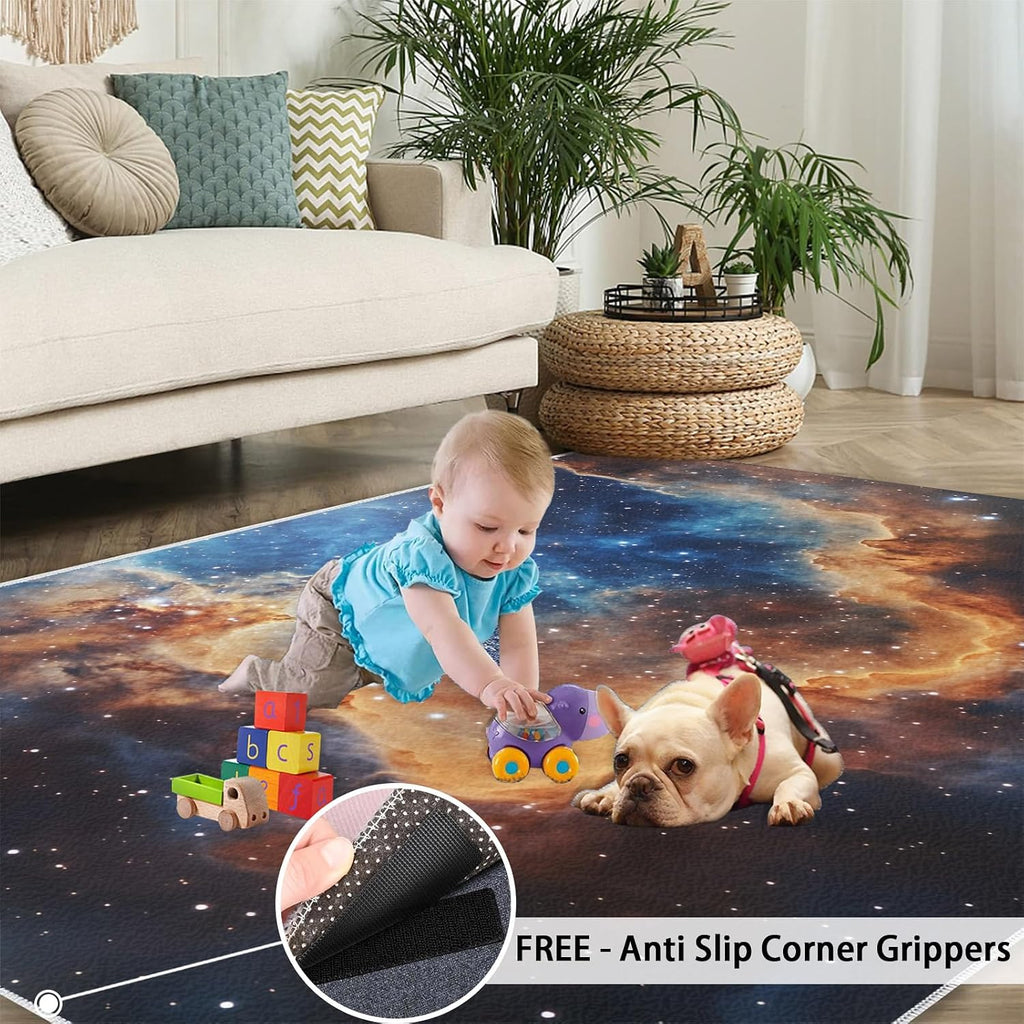 Fantasy Galaxy Rugs for Bedroom - 6x8 Rug, Universe Theme Area Rugs for Living Room, Boys Carpet, Starry Washable Mat, Galaxy Home Decor & Gifts