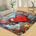 Graffiti Rug 6x8-6x8 Rug, Red Love Area Rugs for Bedroom, Wing Rugs for Living Room, Street Art Washable Carpet, Graffiti Home Decor & Gifts