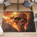 Flaming Skull Area Rug 6x8 - Horror Skull Large Rugs for Living Room, Terrifying Skeleton Carpet Area Rug for Girls Bedroom Kids Room Basement Office Classroom