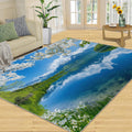 Natural Scenery Rug 6x8-6x8 Rug, Nature Landscape Area Rugs for Living Room Bedroom, Lake Mountains Area Rugs, Floral Washable Carpet, Aesthetic Carpet, Landscape Home Decor