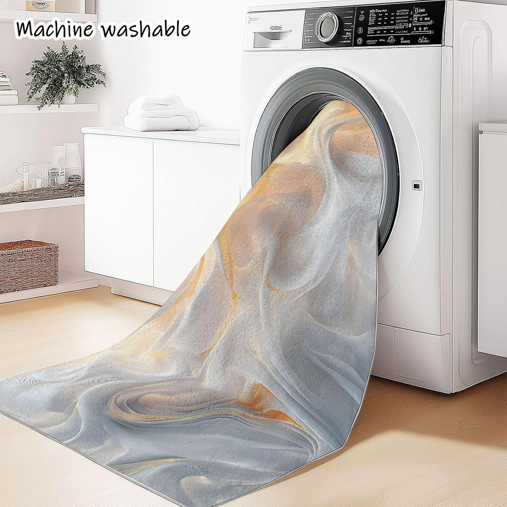 Swirling Marble Texture Washable Modern Area Rug - 6 x 8 ft Rugs for Living Room, Bedroom, Machine Washable Rug Soft Non Slip Non Shedding Area Rug - Multicolor, 6 x 8 ft
