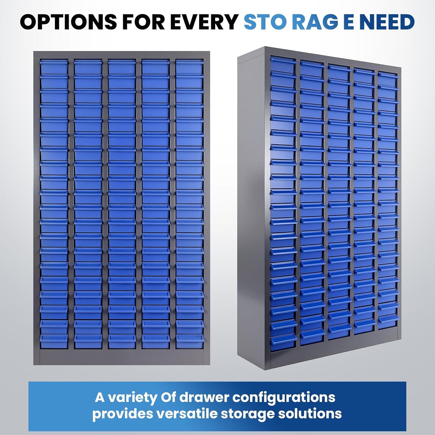 Bolt and Nut Organizer 46x25.8x8.66 in, 100-Drawer Heavy-Duty Parts Storage Cabinet, Opaque ABS Plastic Industrial Organizer with Labels for Garage Workshop Toolbox
