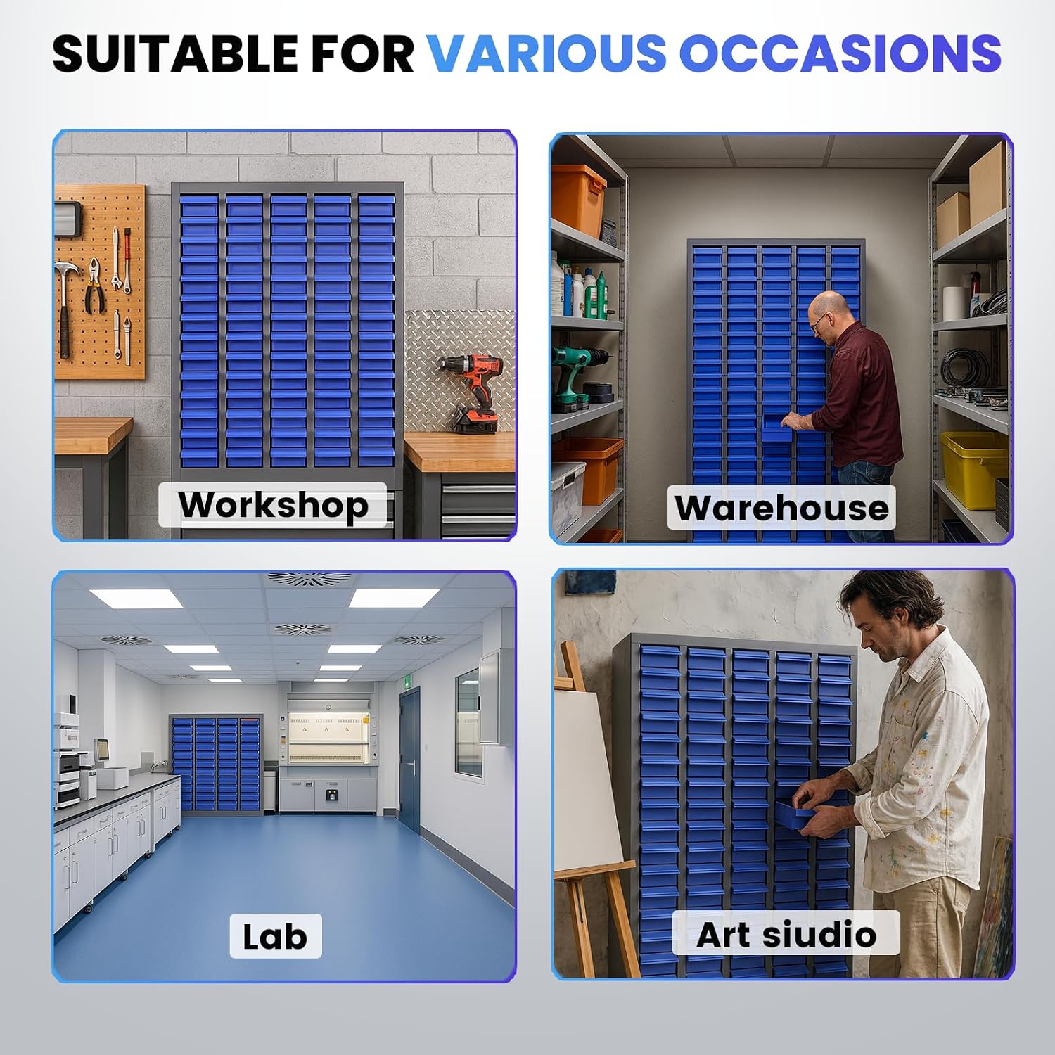 100-Drawer Nut and Bolt Organizer, Small Parts Organizer, Bolt Bin, Metal Storage Cabinet Tool Cabinet with Drawer for Garage, Workshop, Home Office