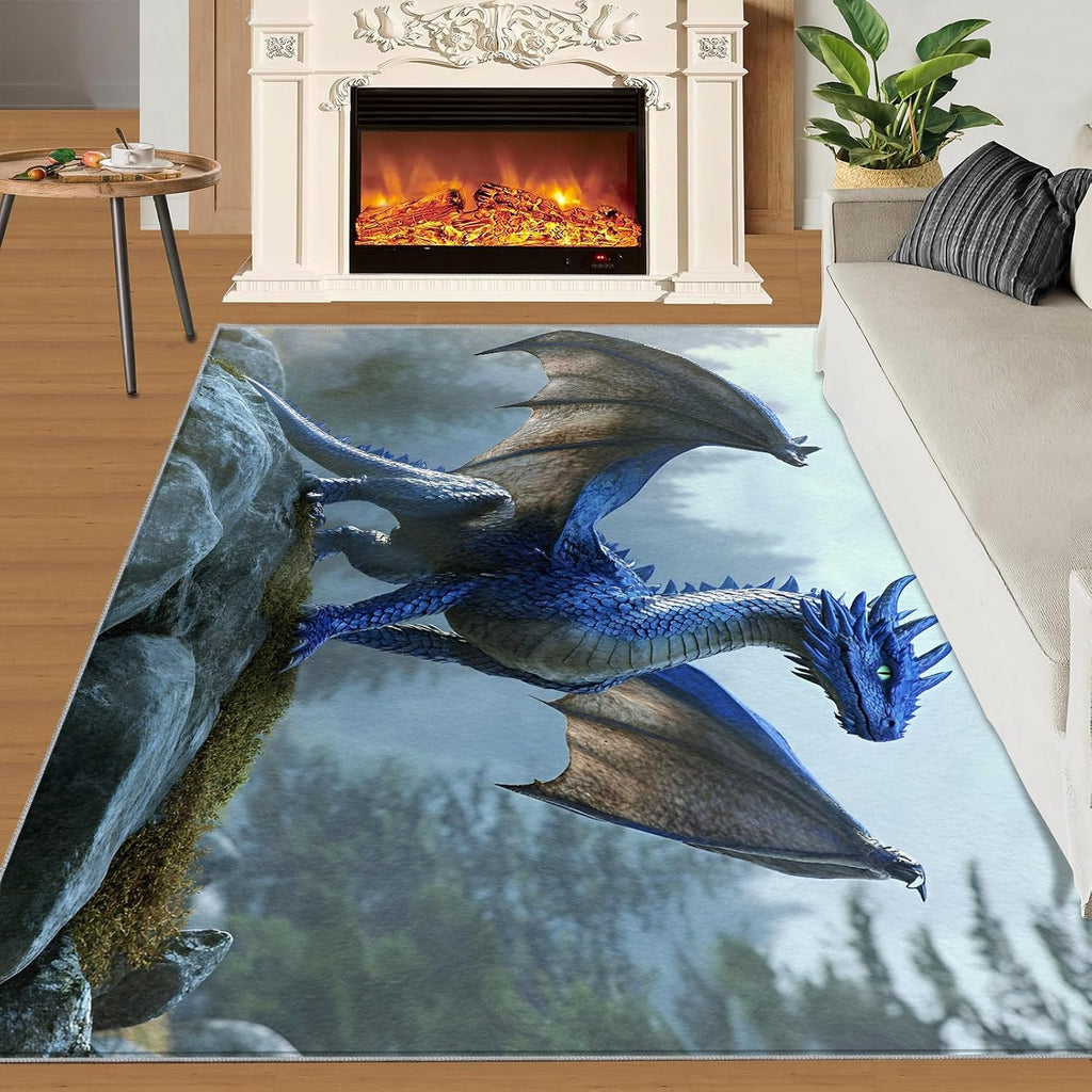 Dragon Rug, Cartoon Animal Rugs for Bedroom 6x8 Rug, Anime Dragon Area Rug, Rugs for Living Room, Non Slip Washable Carpet for Kids Room Home Decor