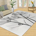 Black and White Laser Flowers Area Rug, Watercolor Flowers Bedroom Rug, Non Slip Bedside Rugs for Living Room Study Office Kitchen Dining Room Decor Floor Mat 6x8