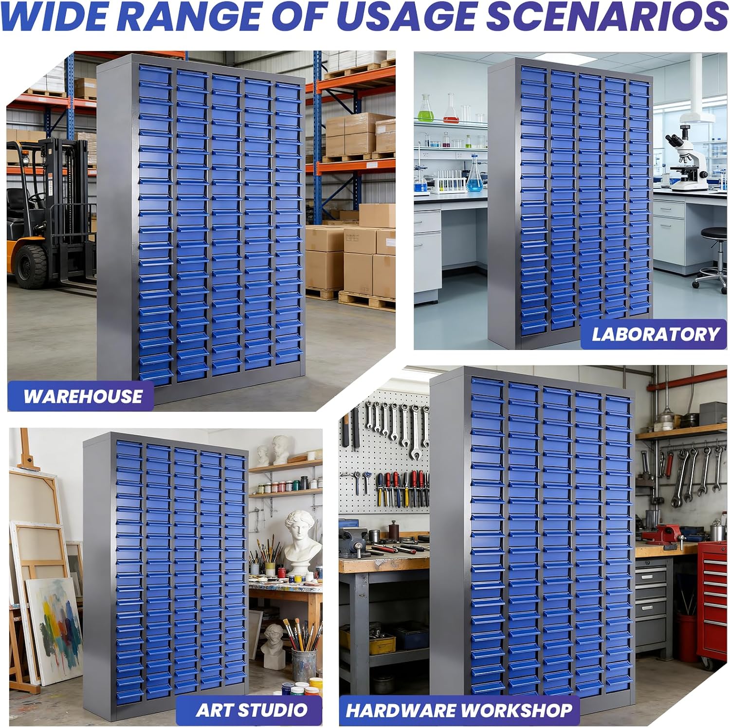 100 Drawers Parts Organizer, Heavy-Duty Nut and Bolt Organizer & Bolt Bin with ABS Drawers, Sturdy Metal Storage Cabinet & Tool Cabinet for Garage, Workshop, Anti-Drop Design (100 Drawer)