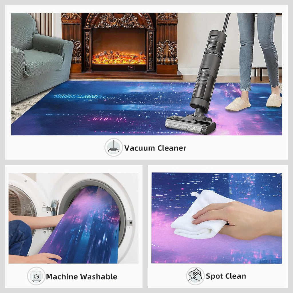 City Rug 6x8, New York Rugs for Bedroom, City Night View Rugs for Living Room, Non Slip Area Rug, Housewarming Gifts & Indoor Carpet