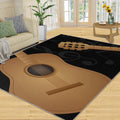 Classical Guitar Music Area Rug, Modern Black Rugs for Living Room, Indoor Non-Slip Kids Rugs, Machine Washable Breathable Durable Carpet for Front Entrance Floor Decor,5 x 6ft