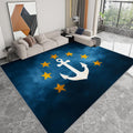 Modern Nautical Theme 5 x 7 ft Area Rug, Retro Stars Gradient Symbols Print Washable Rugs for Living Room - Non-Slip Dining Room Throw Mat Non-Shedding Soft Carpet for Bedside Entry Kitchen