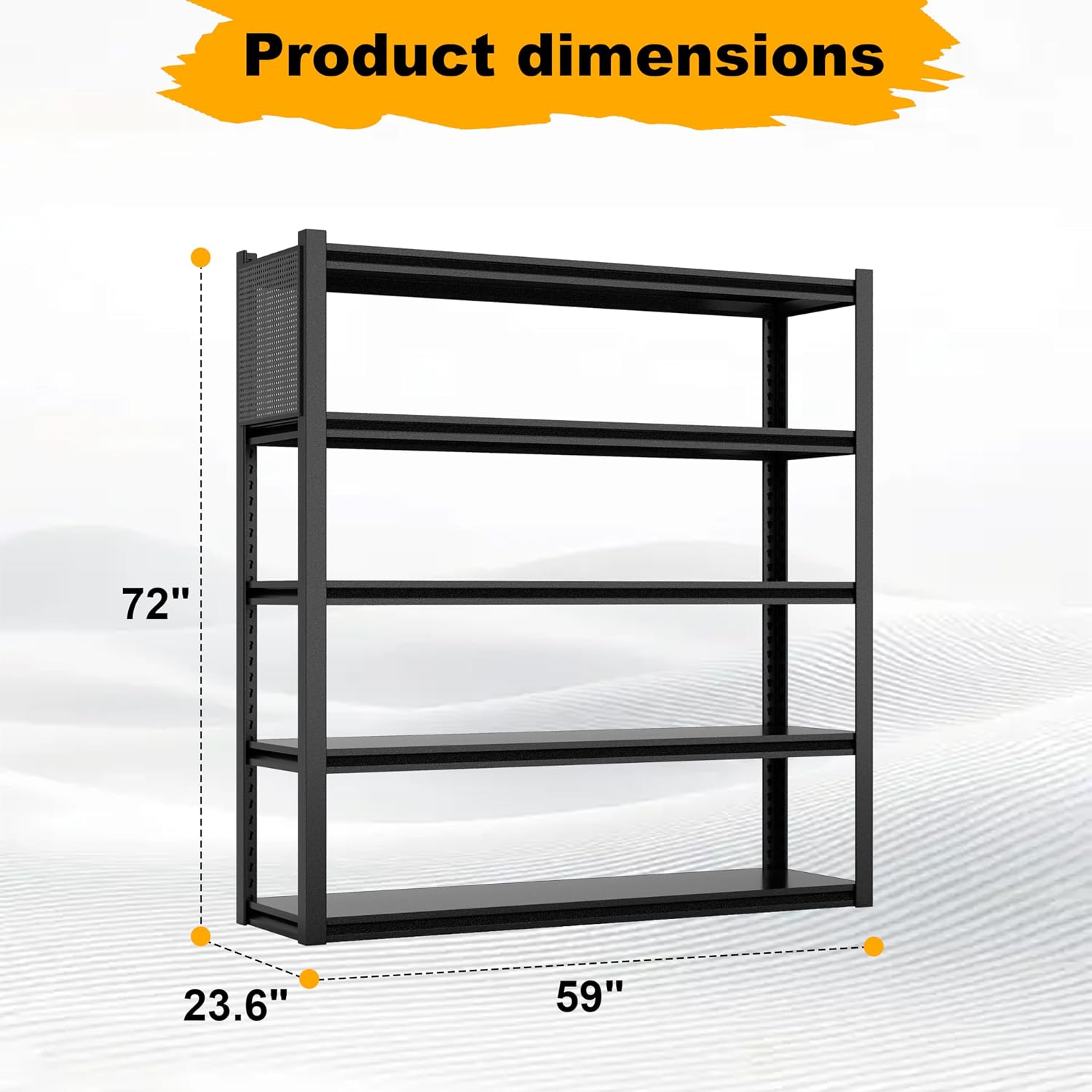 Garage Shelving Units,59' Wide Heavy Duty 5-Tier Metal Storage Shelf with Adjustable Shelves,3000lb Capacity Industrial Shelving for Garage Organization,Basement Storage,WorkshopWarehouse