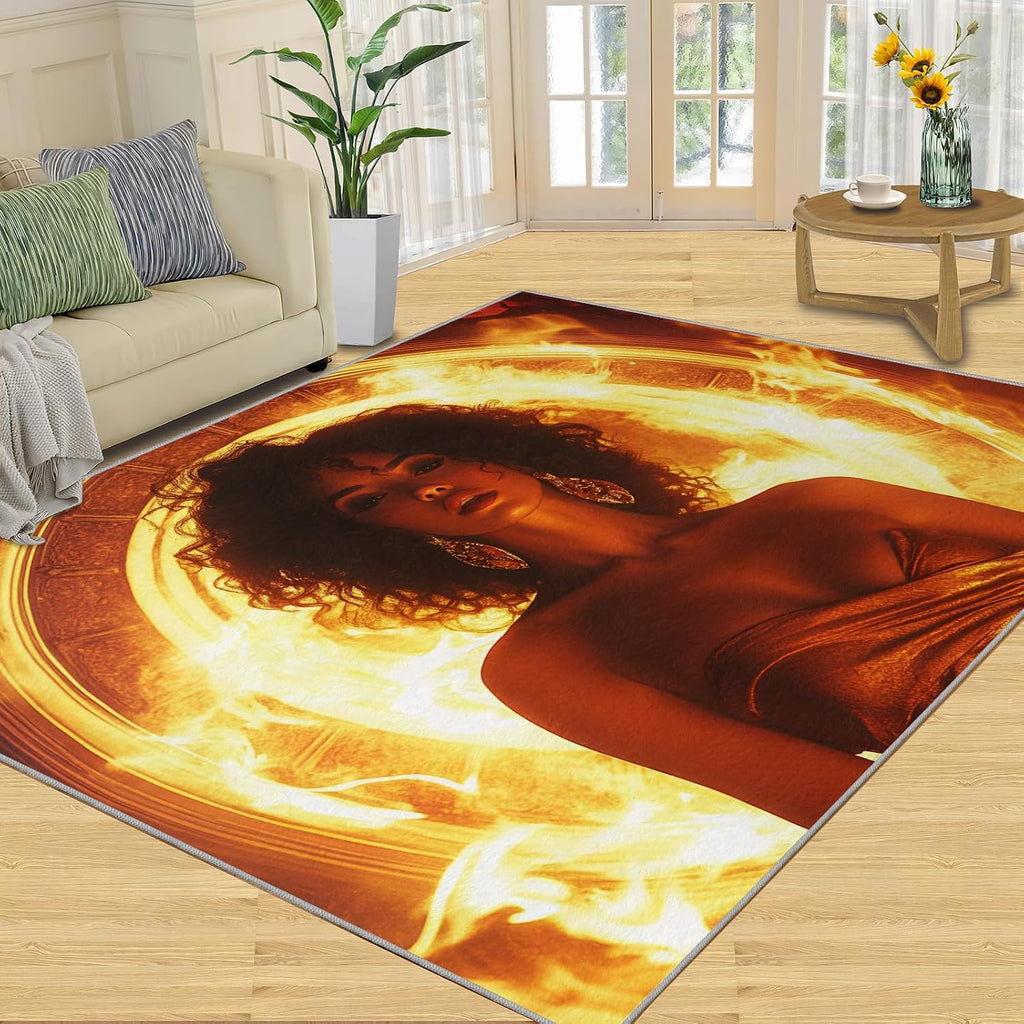 6x8 Female Portrait Area Rug - Fashion Woman Large Rugs for Living Room, Glamorous Woman Carpet Area Rug for Girls Bedroom Kids Room Basement Office Classroom