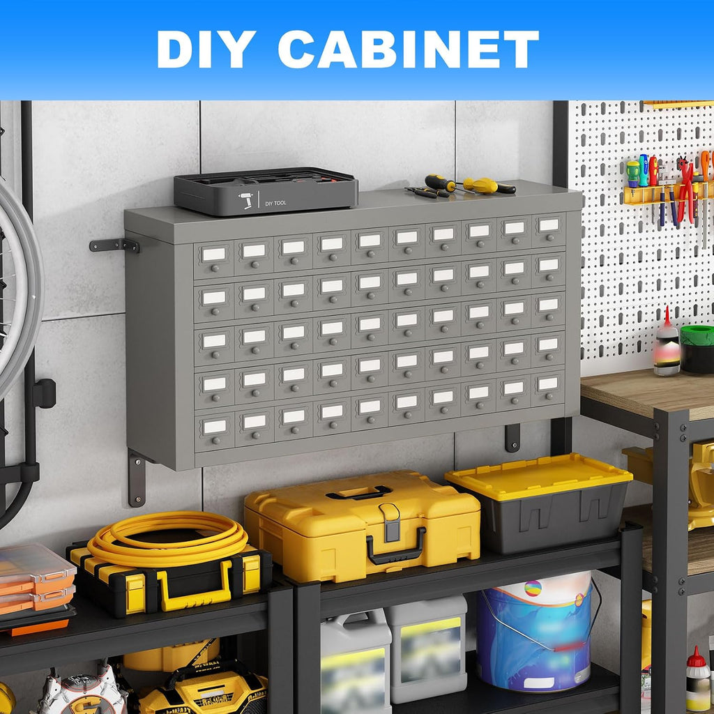 50-Drawer Heavy Duty Steel Storage Part Cabinet, 5-Tier Tool Organizer with Dividers for Nuts, Bolts, Screws, Industrial Cold Rolled Steel Organizer Hardware Organization for Workshop