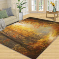 Autumn Forest Rug Large - 6x8 Rug, Fall Area Rugs for Bedroom, Maple Leaf Rugs for Living Room, Woodland Washable Mat, Landscape Carpet, Forest Home Decor & Gifts