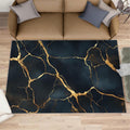 Abstract Cracks Rug 6x8 - Gold Line Texture Large Rugs for Living Room, Modern Irregular Art Carpet Area Rug for Girls Bedroom Kids Room Basement Office Classroom