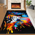 Music Guitar Rug for Bedroom - Music Area Rug - Guitar Lover Rugs for Living Room, Non-Slip Low Pile Carpet for Classroom Recording Studio Band 5x7ft
