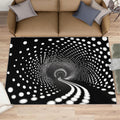 Black White Polka Dots Rugs for Bedroom, 3D Optical Illusion Rug 6x8, Modern Abstract Dining Room Rugs Washable & Non Slip Large Carpet for Home Decor