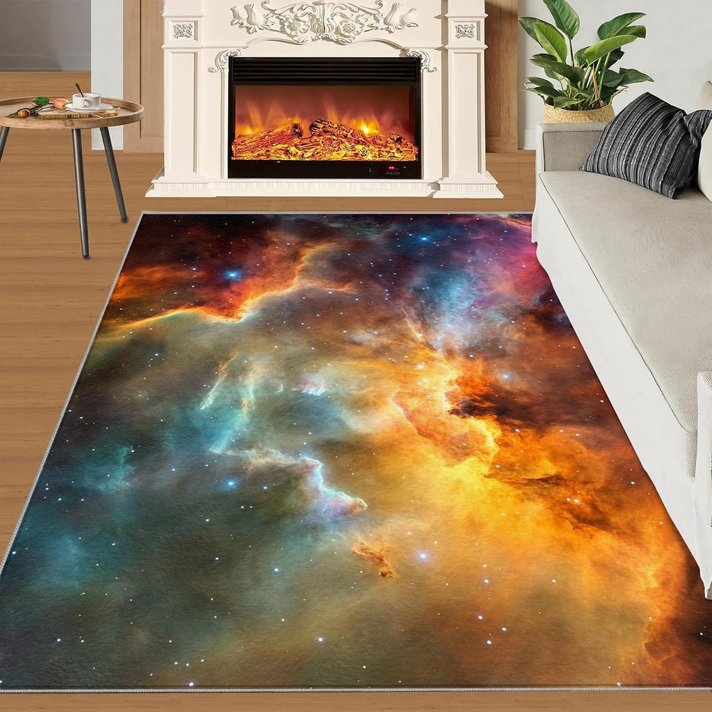 Galaxy Rug - 6x8 Rug, Starry Area Rugs for Bedroom, Universe Theme Rugs for Living Room, Kids Washable Carpet, Galaxy Home Decor & Gifts
