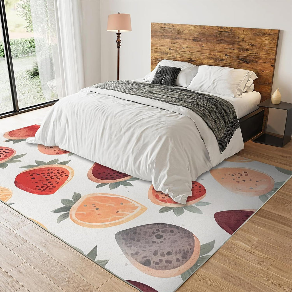 Ink and Wash Fresh Strawberry Area Rug, Modern Creations Fresh Indoor Non-Slip Kids Rugs, Machine Washable Breathable Durable Carpet for Front Entrance Floor Decor,6 x 8ft
