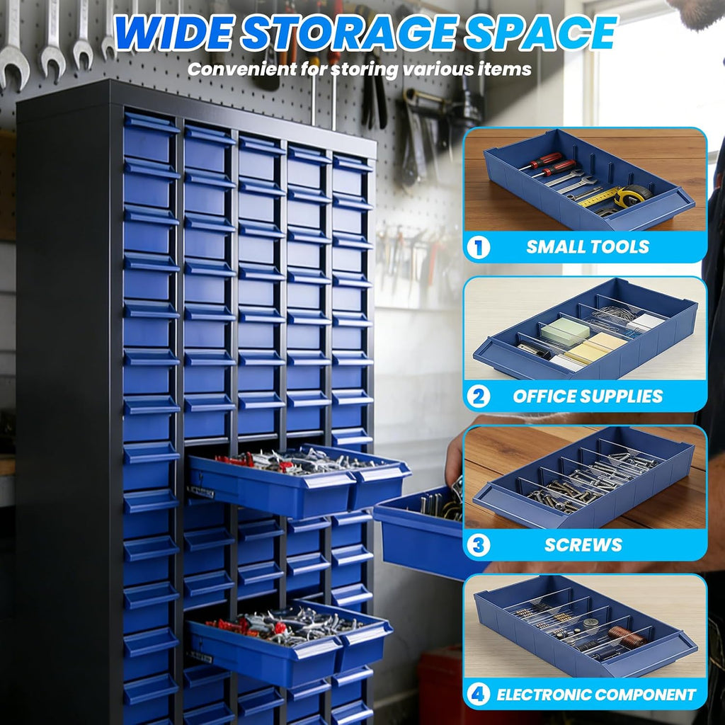 100-Drawer Bolt and Nut Organizer, Stainless Steel Part Cabinet & Tool Storage Cabinet, Bolt Bin Cabinets with ABS Drawers, Shelves & Label Stickers for Workshop Garage Hardware Storage (100 Drawers)