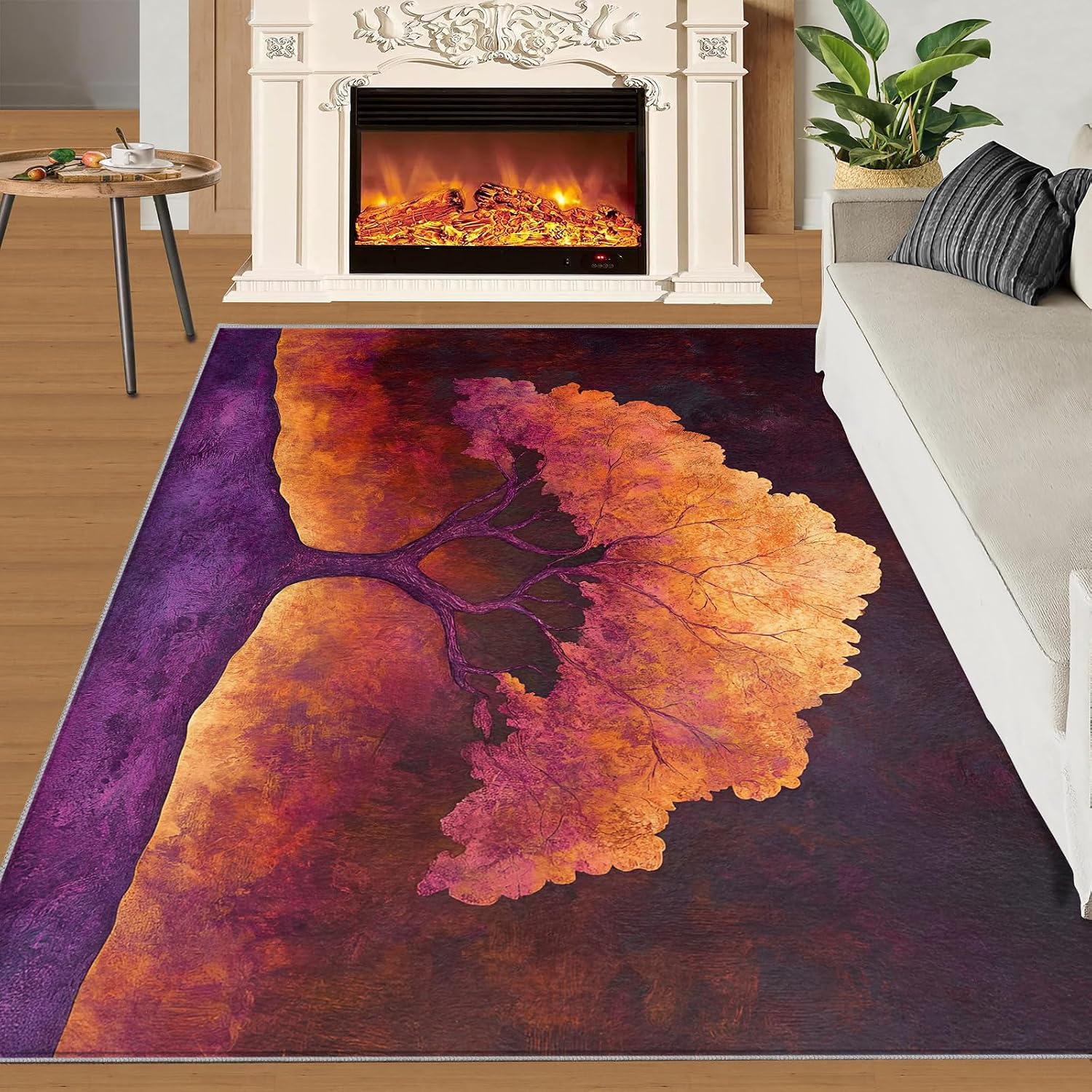 6x8 Dreamlike Tree Classroom Rugs - Retro Tree Playroom Rug, Natural Landscape Carpet Area Rug for Girls Bedroom Kids Room Basement Office Classroom