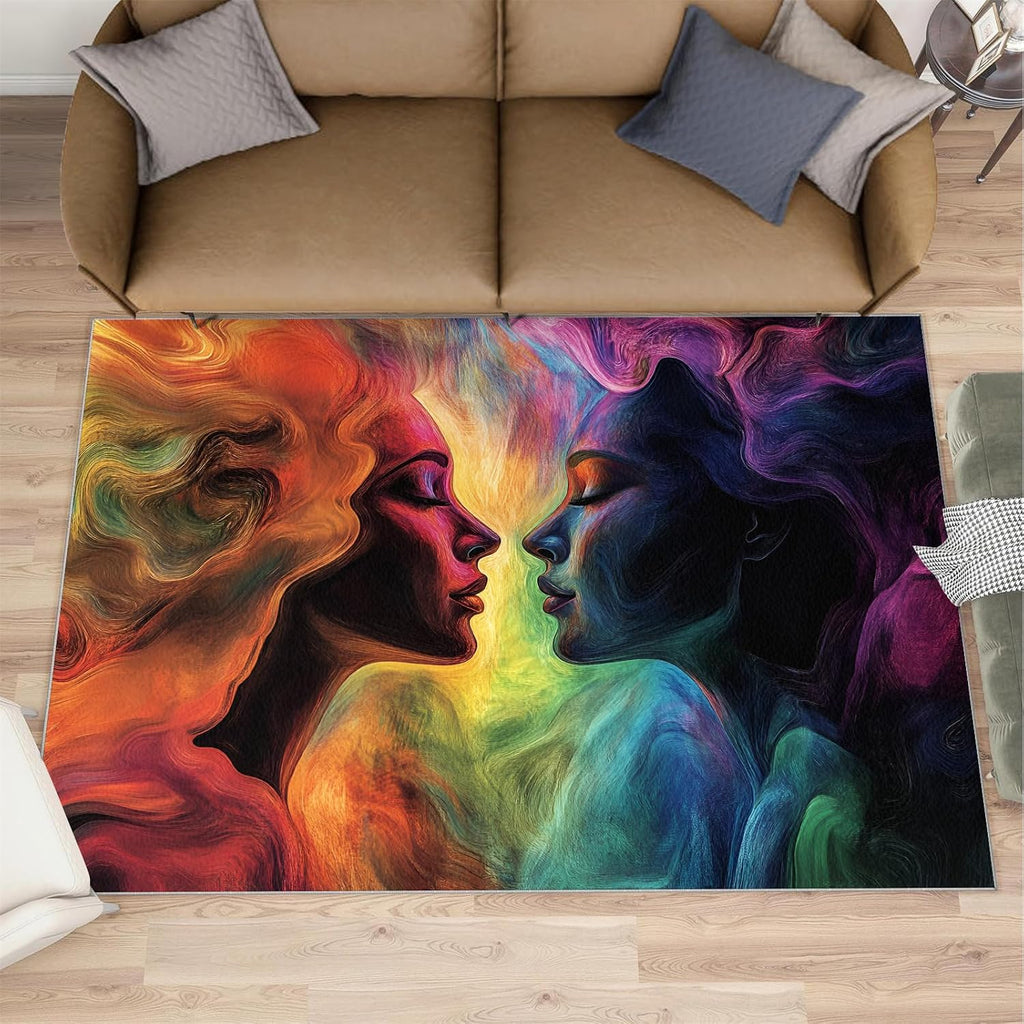 Female Profile Rug - 6x8 Rug, Abstract Woman Area Rugs for Bedroom, Modern Rugs for Living Room, Woman Washable Mat, Art Carpet, Female Profile Home Decor & Gifts