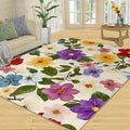 Floral Area Rug Large - 6x8 Rug, Boho Floral Rugs for Living Room, Beige Carpet, Retro Flower Washable Area Rugs for Bedroom, Boho Carpet, Flower Home Decor