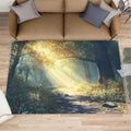 Forest Rugs for Bedroom, Forest Trail Rug 6x8, Natural Scenery Dining Room Rugs Washable & Non Slip Large Carpet for Home Decor
