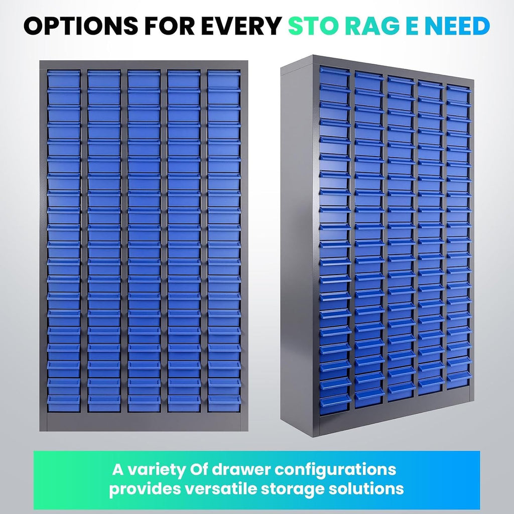 Parts Cabinet-100 Drawers ABS Material & Alloy Steel Nuts and Bolts Organizers and Storage, Shelves with Label Stickers Parts Organizer for Small Items Hardware Organization Tool Storage Cabinet